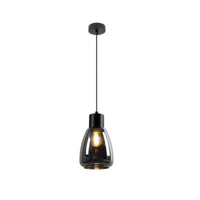 MOLDO lampa wisząca czarny 1x40W E27 klosz dymiony 31-35080