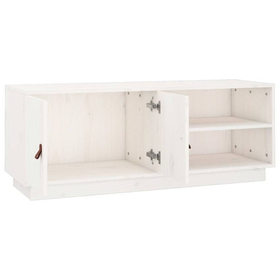 vidaXL Szafka pod TV, biała, 105x34x40 cm, lite drewno sosnowe