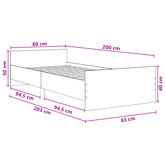 Ramka łóżka Dąb wędzony 80 x 200 cm Drewno inżynieryjne