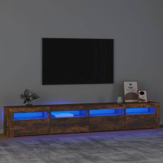 Szafka pod TV z oświetleniem LED, przydymiony dąb, 240x35x40 cm vidaXL