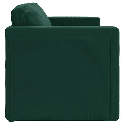 Sofa podłogowa 2-w-1, ciemnozielona, 122x204x55 cm, aksamit