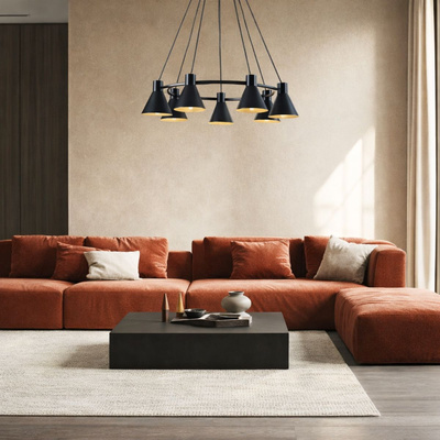 Lampa wisząca More czarno-złota metalowa do salonu 7xE14