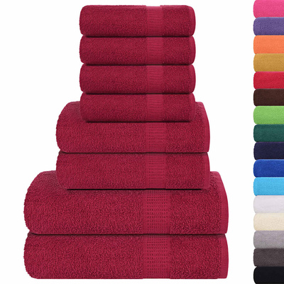 8-cz. zestaw ręczników, FROGN, bordo, 360 g/m²