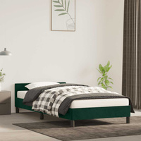 vidaXL Rama łóżka z zagłówkiem, ciemnozielona, 90x190 cm, aksamitna model standard