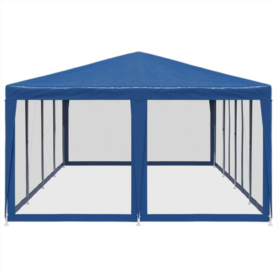 Namiot imprezowy z 12 ścianami z siatki, niebieski, 8x4 m, HDPE