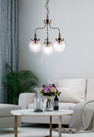 Klasyczny żyrandol w kolorze dostojnej i szlachetnej patyny z transparentnymi kulistymi szklanymi kloszami Candellux Ballet 33-70869