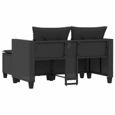 2-osobowa sofa ogrodowa z podnóżkami, czarna, polirattan