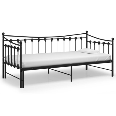 Sofa z wysuwaną ramą łóżka, czarna, metalowa, 90x200 cm wariant 4