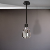 MOLDO lampa wisząca czarny 1x40W E27 klosz dymiony  31-35080