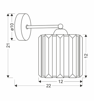Lampa Kinkiet Czarny 1X40 E27 Klosz Czarny+Kryształy Bezbarwne Glassia