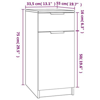 vidaXL Szafka pod biurko, czarna, 33,5x50x75 cm