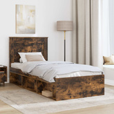Ramka łóżka Dąb wędzony 75 x 190 cm Drewno inżynieryjne