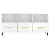 vidaXL Szafka pod TV, biała, wysoki połysk, 102x36x50 cm
