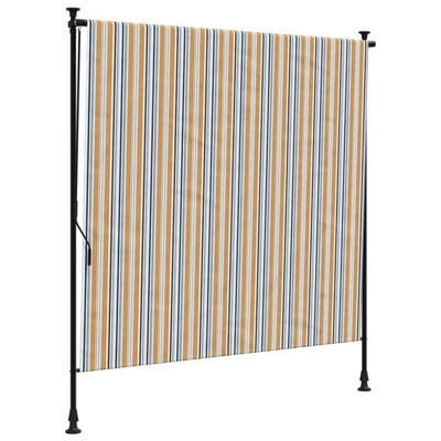 vidaXL Roleta zewnętrzna, żółto-biała, 150x270 cm, tkanina i stal