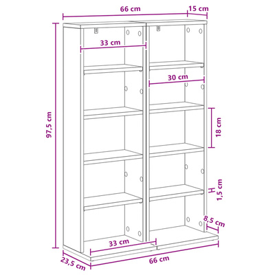 Kabinet na płyty CD 2 szt. Czarny dąb 33 x 23,5 x 97,5 cm