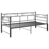 Sofa z wysuwaną ramą łóżka, czarna, metalowa, 90x200 cm wariant 5