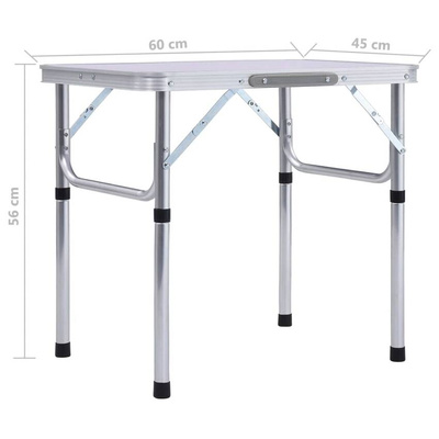 vidaXL Składany stolik turystyczny, biały, aluminiowy, 60 x 45 cm