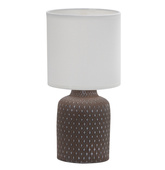Lampka nocna Iner brązowa ceramiczna z abażurem klasyczna