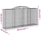 Kosze gabionowe, 5 szt, 300x50x140/160 cm, galwanizowane żelazo