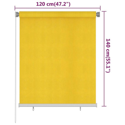 vidaXL Roleta zewnętrzna, 120x140 cm, żółta, HDPE