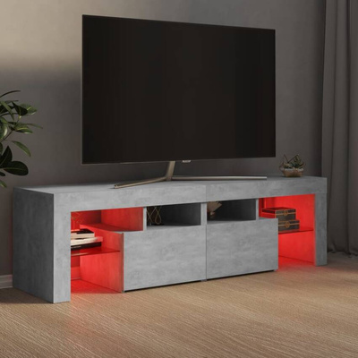 vidaXL Szafka pod TV z oświetleniem LED, szarość betonu 140x36,5x40 cm