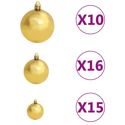vidaXL Sztuczna choinka z lampkami i bombkami, zielona, 240 cm