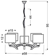 Lampa wisząca chrom + krem abażur 5x60W żyrandol Draga Candellux 35-04222  