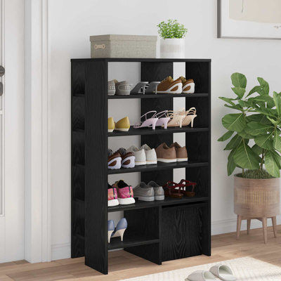 Szafka na buty z półką 2 pcs Czarny Dąb Materiał drewnopochodny