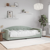 Sofa z funkcją spania, jasnoszara, 80x200 cm, obita aksamitem