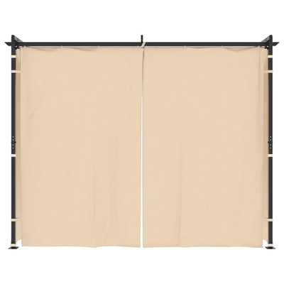 vidaXL Altana ogrodowa z zasłonami, 3 x 3 m, kremowa, stal