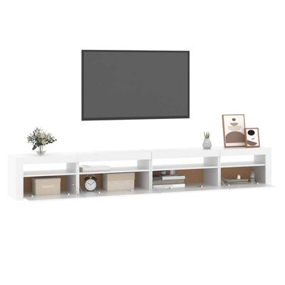 vidaXL Szafka pod TV z oświetleniem LED, biała, 270x35x40 cm