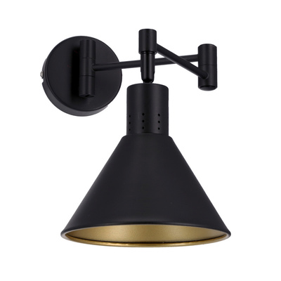 Kinkiet regulowany COPENHAGEN czarno-złoty - lampa do czytania w stylu industrialnym E14 