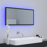 vidaXL Lustro łazienkowe z LED, szare, 90x8,5x37 cm, akryl