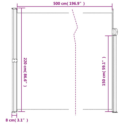 Zwijana markiza boczna, brązowa, 220x500 cm