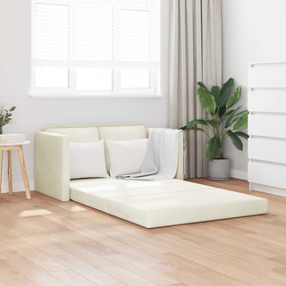 Sofa Bed Kremowy 204 x 122 x 60 cm Aksamit