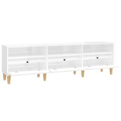 vidaXL Szafka pod TV, wysoki połysk, biała, 150x30x44,5 cm
