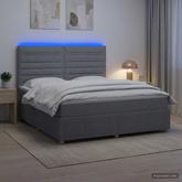 Łóżko z box spring LED z materacem jasnoszary 180 x 200 cm