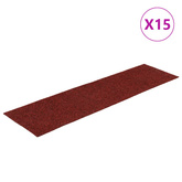 Maty na schody samoprzylepne 15 szt. 76x20 cm Bordowo-czerwone prostokątne