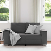 Sofa dwuosobowa Szary 160 cm Skóra ekologiczna