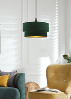 Scopello lampa wisząca 1x60 e27 abażur duo 35+30 velur butelkowa zieleń + złoto