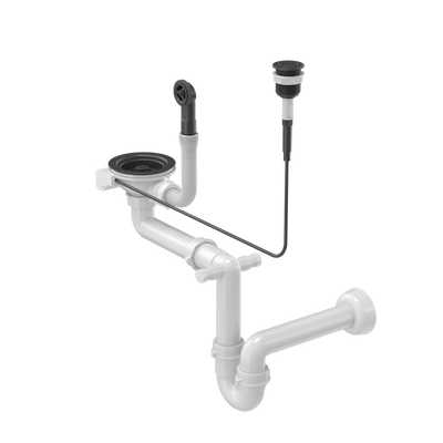 Odpływ PUSH TO OPEN 3 1/2" z syfonem 1-komorowy Power Color pure carbon (GRANIT-pionowy), save space, przycisk okrągły