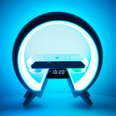 Lampka LED Gamingowa RGB głośnik ładowarka indukcyjna radio budzik zegar