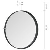 vidaXL Lustro ścienne z zawieszką, czarne, 50 cm
