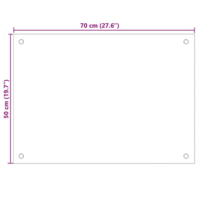 Panel ochronny do kuchni, biały, 70x50 cm, szkło hartowane
