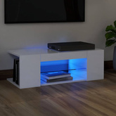 vidaXL Szafka TV z oświetleniem LED, wysoki połysk, biała, 90x39x30 cm