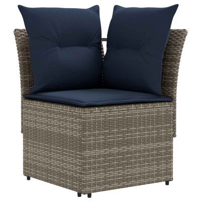 2 szt. Sofa ogrodowa z podłokietnikami i sofą narożną Rattan PE
