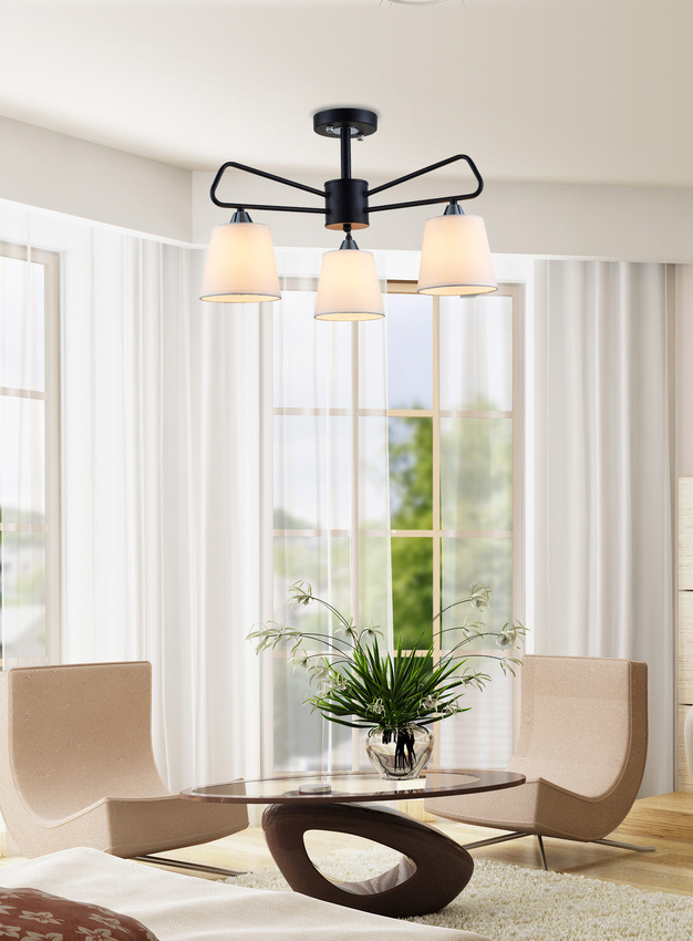 Lampa sufitowa czarno-biała metalowa Morley Ledea 50203091