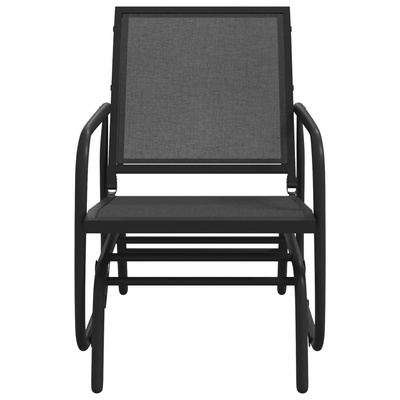 Ogrodowy fotel bujany, czarny, 61x76x87 cm, textilene i stal