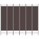 Parawan 6-panelowy, brązowy, 240x200 cm, tkanina