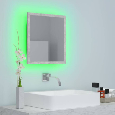 vidaXL Lustro łazienkowe LED, szarość betonu, 40x8,5x37 cm, akryl